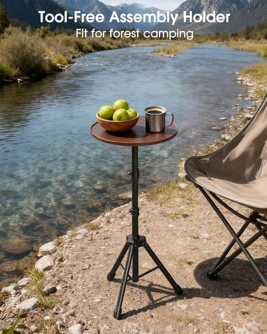Car Tray Table & Car Laptop Desk - Height Adjustable 360° Swivel Tripod, Solid Wood Car Laptop Mount & Cup Holder Table-Steering Wheel Tray for Dining, Home, Outdoor Picnic, Hiking & Traveling (Oval) in Saudi Arabia