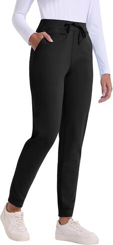 Yoga Scrub Pants for Women High Waisted Jogger Scrubs,High Stretch,Slim Fit,Knit Yoga Waistband,5 Pockets in Saudi Arabia