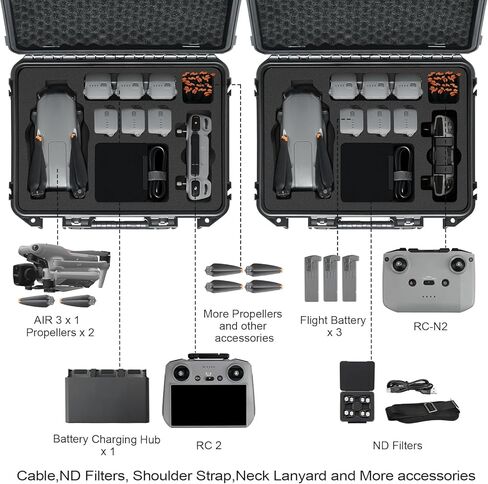 YETEETH Hard Case for DJI Air 3, Waterproof Pressure Resistant Carrying Case for DJI Air 3 Accessories - Fits Latest DJI RC 2/RC-N2 in Saudi Arabia