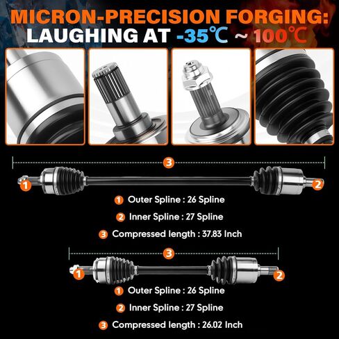 66-4217 & 66-4218 CV Axle Shaft Assembly Front Left & Right Pair Compatible with Honda Accord 4 Cyl 2.4L Automatic 2003-2007, Replaces OEM# 44306-SDAA-01 & 44305-SDAA-00, 664217 & 664218 in Saudi Arabia