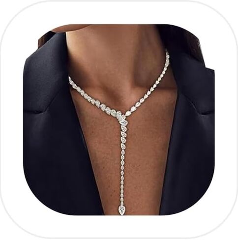 Rhinestone Long Tassel Chain Y Necklace Bridal Jewelry Water Drop Zircon Necklace Accessories for Women in Saudi Arabia