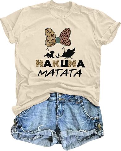 القميص السحري T & Twenties للنساء Hakuna Matata animdal Kingdom Terts for Women Funny Funder Holiday Graphic Tops in Kuwait