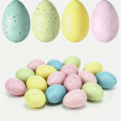 KOKABI Speckled Easter Eggs Decoration, 16 Pcs 2.4 in Pastel Easter Eggs for Vase Filler Bowl Basket, Fake Eggs for Easter Centerpieces for Tables Decor Rustic Spring Decorations for Home in Saudi Arabia