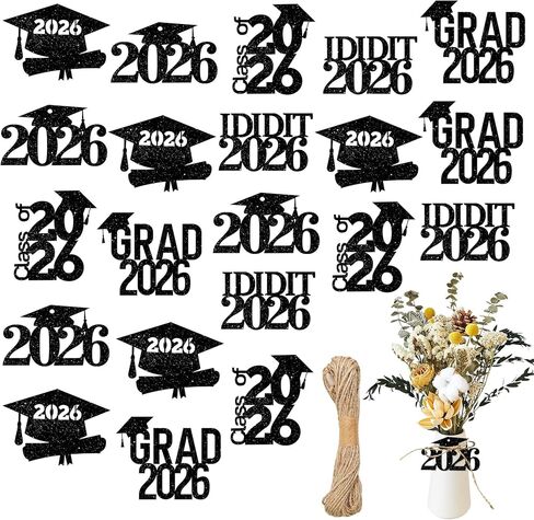 50pcs 2025 تخرج قواطع العلامات زخرفة فئة 2025 Glitter Grad Caps Confetti Graduation Party Decorations اللوازم لصالح Decor in Kuwait