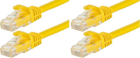 Monoprice Cat5e Ethernet Patch Cable - Snagless RJ45, Stranded, 350Mhz, UTP, 24AWG, 7 Feet, Yellow - Flexboot Series in Kuwait