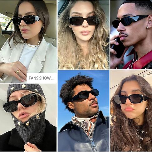 Haqptul Trendy Rectangle Sunglasses for Women Men Square Retro Vintage Hexagon Glasses 90S Y2K Shades Aesthetic Accessories in Saudi Arabia