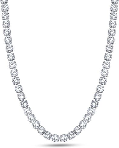أنشأ مختبر Savearth Diamonds Round Round Moissanite 2 مم إلى 6 مم قلادة تنس عرض للرجال للنساء في 14K الذهب المطلي بالفضة 925 الجنيه الاسترليني ، (Clarity VVS1 ، 5.50 CT إلى 78.70 CT) ، 15 "إلى 24" in Kuwait