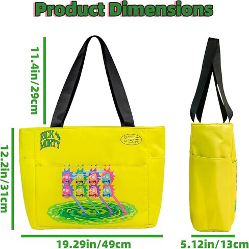 OtRainbow Rick and Morty Tote Bag for Women&Men,Multi-purpose Travel Tote with Front Pockets,Perfect for School,Work, Travel in Saudi Arabia