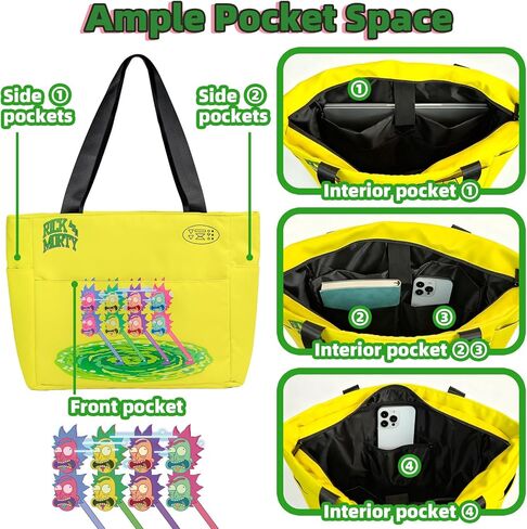 OtRainbow Rick and Morty Tote Bag for Women&Men,Multi-purpose Travel Tote with Front Pockets,Perfect for School,Work, Travel in Saudi Arabia