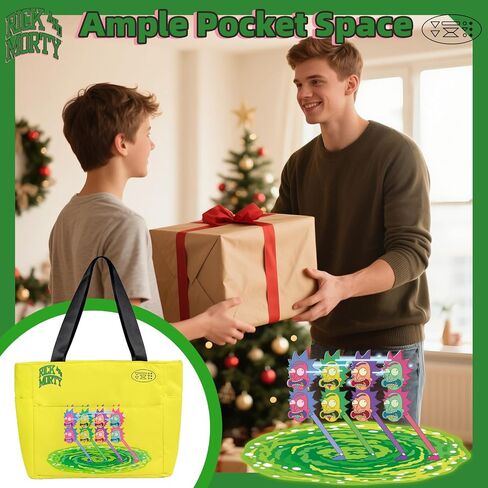 OtRainbow Rick and Morty Tote Bag for Women&Men,Multi-purpose Travel Tote with Front Pockets,Perfect for School,Work, Travel in Saudi Arabia