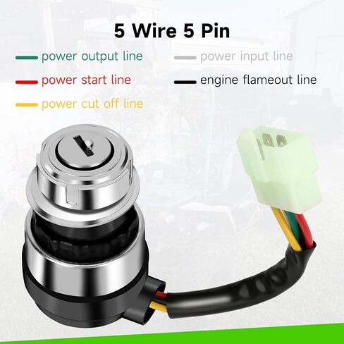 5 Pin Go Kart Ignition Switch with Key for Massimo Taotao Mini Jeep 110cc 125cc 150cc 200cc 250cc Coolster Sunl Go Cart UTV Chinese ATV Dune Buggy DF200GKV GKD200 BK200 Replacement Parts (2PCS) in Saudi Arabia