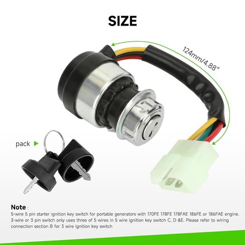 5 Pin Go Kart Ignition Switch with Key for Massimo Taotao Mini Jeep 110cc 125cc 150cc 200cc 250cc Coolster Sunl Go Cart UTV Chinese ATV Dune Buggy DF200GKV GKD200 BK200 Replacement Parts (2PCS) in Saudi Arabia