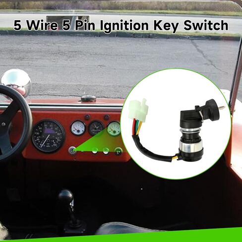 5 Pin Go Kart Ignition Switch with Key for Massimo Taotao Mini Jeep 110cc 125cc 150cc 200cc 250cc Coolster Sunl Go Cart UTV Chinese ATV Dune Buggy DF200GKV GKD200 BK200 Replacement Parts (2PCS) in Saudi Arabia