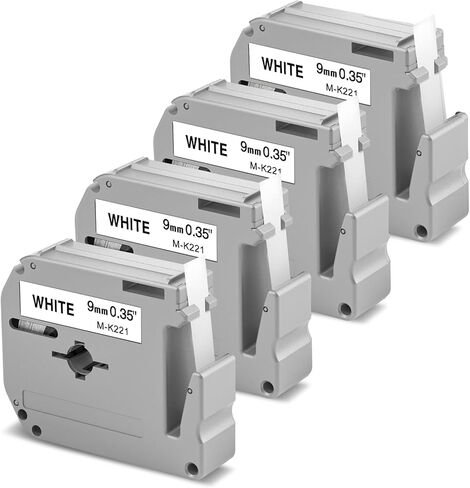 Greateam Compatible Brother M Tape 9mm M-K221 M221 MK221 MK-221s Replaced for Brother P-Touch PT-M95 PT70BM PT-70 PT-65 PT-80 PT-90 Label Tape 3/8Inch,9mm x 8m,Black on White, 4 Pack in Saudi Arabia