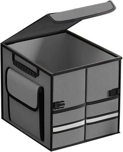 Car Trunk Organizer, Collapsible Multi Compartment Waterproof Sturdy Vehicle Trunk Container Box, Sturdy Automotive Interior Storage Organization, Universal for SUV Caravan Truck (Black) in Saudi Arabia