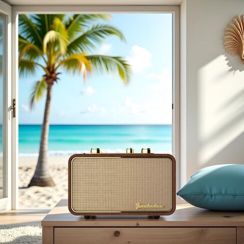 Retro Bluetooth Speaker,Trenbader Artlink Stero Wireless Speaker Walnut Wooden AM/FM Radio Small Vintage Bluetooth Speaker with Bluetooth 5.0 Connection for Gift, Party, Travel, Office,Home Blue… in Kuwait