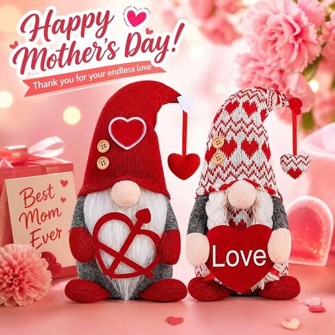 LEKSON Valentines Day Decorations -Valentines Day Gnome Decor Gifts, Handmade Plush Gnome Couple with Heart and “Love" Heart, Romantic Red Valentines Day Gift for Couples, Anniversary Home Decor in Saudi Arabia