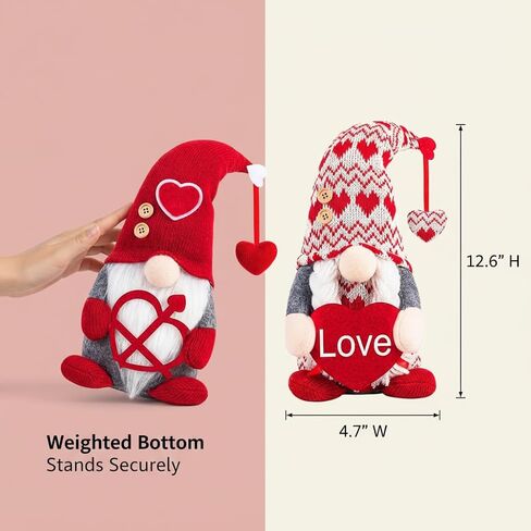 LEKSON Valentines Day Decorations -Valentines Day Gnome Decor Gifts, Handmade Plush Gnome Couple with Heart and “Love" Heart, Romantic Red Valentines Day Gift for Couples, Anniversary Home Decor in Saudi Arabia