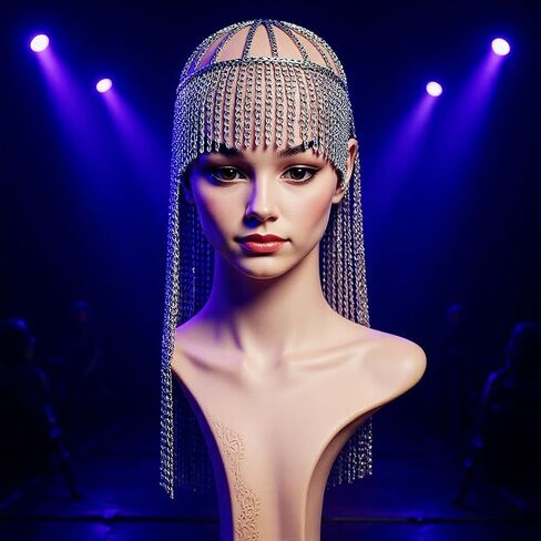 Silver Head Chain Fashion Hair Jewelry Halloween Accessories Headbands Headpieces Metallic Chain Headdress with Fringe Tassels for Women in Saudi Arabia