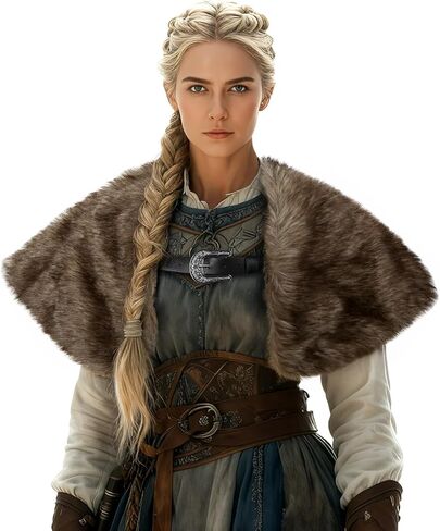 Medieval Faux Fur Shawl for Women, Viking Costume Cloak,Halloween Performance Accessory in Saudi Arabia