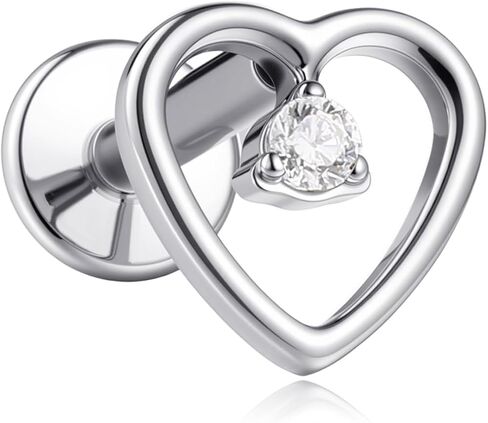 1 Piece Tragus Piercing Labret Lip Piercings 16G ASTM F136 Titanium Silvery Heart Ear Cartilage Helix Tragus Lip Stud Body Jewelry in Saudi Arabia