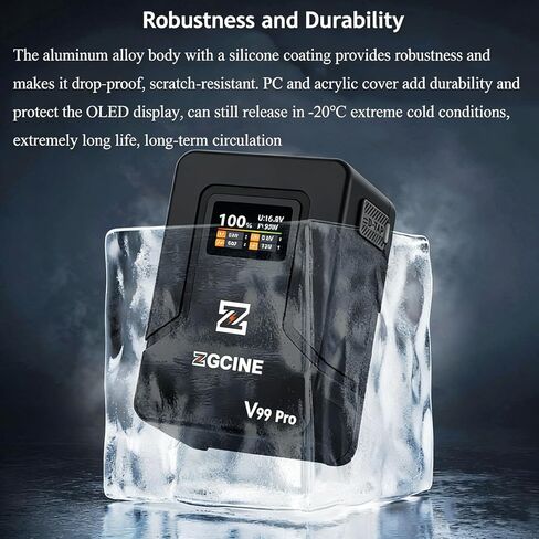 ZGCINE ZG-V99 V2 نسخة مطورة من بطارية Mini V-Mount مع مجموعة شاحن PD 65W، 99Wh 14.8V تدعم D-TAP/BP/الإدخال والإخراج، بطارية V-Lock متوافقة مع BMPCC 6K Pro/Canon EOS R5C/Sony FX3 in Saudi Arabia