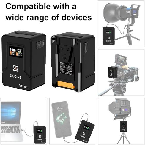 ZGCINE ZG-V99 V2 نسخة مطورة من بطارية Mini V-Mount مع مجموعة شاحن PD 65W، 99Wh 14.8V تدعم D-TAP/BP/الإدخال والإخراج، بطارية V-Lock متوافقة مع BMPCC 6K Pro/Canon EOS R5C/Sony FX3 in Saudi Arabia
