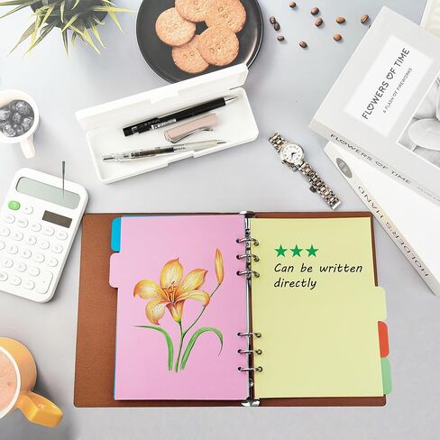 4 Pack A5 Binder Dividers,Paper Index Divider,Horizontal Tabs Page for 6-Holes Ring Binders Notebooks Travel Diary Journal Personal Planner (5-Color, A5) in Kuwait