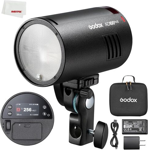 غودوكس مصباح فلاش AD100 برو AD100 برو 100 واط TTL 2.4G HSS 1/8000s مع بطارية ليثيوم 7.2 فولت/2600mAh 360 ومضات طاقة كاملة 0.01-1.5 ثانية in Saudi Arabia