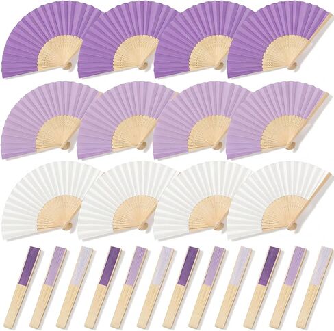 60 Pcs Purple Paper Folding Hand Fans 8.3 Inch Handheld Portable Decorative Fans for Wedding, Outdoor Party Favors, Baby Shower Decorations DIY Crafts Photography Prop in Saudi Arabia