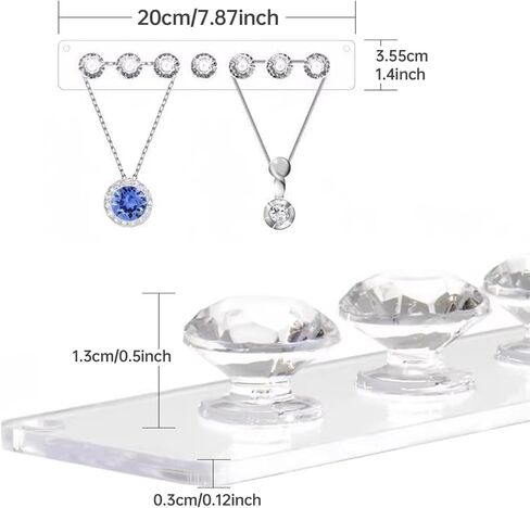 Necklace Organizer Wall Mount, Clear Hanging Jewelry Holder for Necklaces, Bracelets, Earrings & Keys - Easy Install Storage Display (13.3inch) in Saudi Arabia