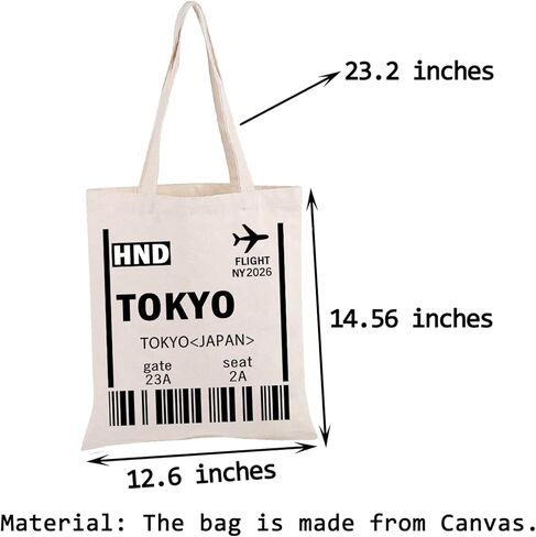 PWHAOO TOKYO TRAVEL TOTE - حقيبة سفر بطاقات الصعود إلى اليابان - هدية يابانية للمسافر العالمي in Saudi Arabia