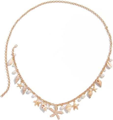 Seashell Starfish Waist Chain for Women Beaded Belly Chain Layered Pearl Shell Waist Chain Boho Conch Body Chains Summer Beach Beads Body Accessory Jewelry for Women in Saudi Arabia