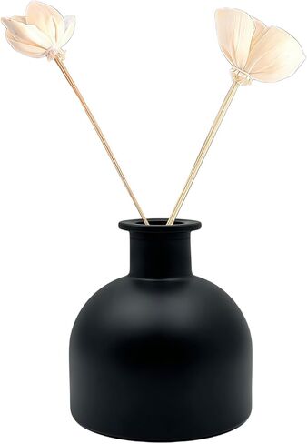 100ml 3.4oz Empty Glass Perfume Diffuser Bottle Aromatherapy Diffuser Jar Refillable DIY Fragrance Container Use for DIY Replacement Diffuser Sticks Sets Home Bathroom Decor (Matte Black) in Saudi Arabia