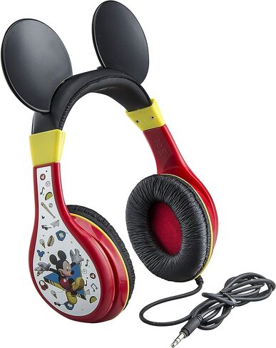 eKids Mickey Mouse Headphones For Kids, Adjustable Over the Ear Headphones, 3.5mm Jack Wired Headphones with Parental Volume Control, for Fans of Mickey Mouse Gifts in Kuwait