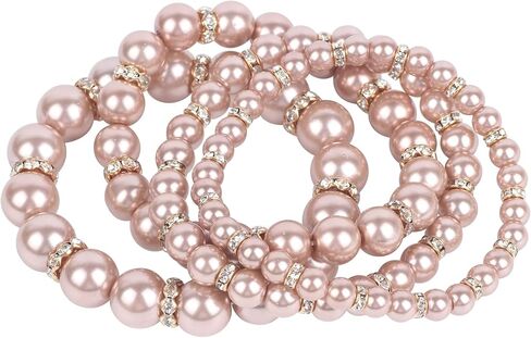 Coiris 4pcs /Set Imitation Pearl Bracelets Crystal Women Multi Layer (BR1113) in Saudi Arabia