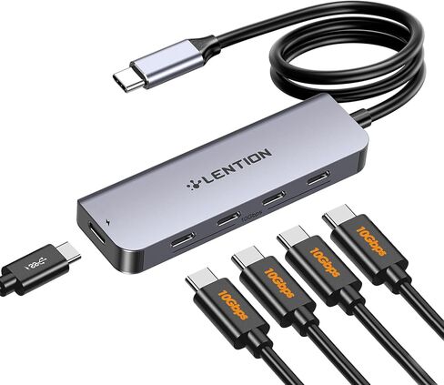 LENTION USB C Hub، كابل طويل 2FT USB C Hub متعدد المنافذ، موزع USB C، محور USBC، محور USB من النوع C، محور USB C إلى USB C مع 4 منافذ USBC ومنفذ إمداد طاقة من النوع C لجهاز MacBook Pro/Mac Air/iMac، المزيد in Kuwait