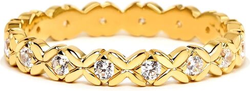 STORYJEWELLERY أساور زفاف مطلية بالذهب للنساء، خاتم الخلود، خواتم مطلية بالذهب للنساء، خواتم زركونيا مكعبة قابلة للتكديس، هدايا لها in Saudi Arabia