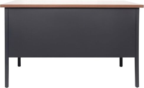 Flash Furniture Cambridge Right Side Single Pedestal Desk with 3 Locking Drawers, Commercial Grade Teacher's or Office Desk, 30x48, Metal Frame, White Oak/Black in Saudi Arabia