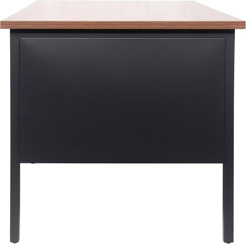 Flash Furniture Cambridge Right Side Single Pedestal Desk with 3 Locking Drawers, Commercial Grade Teacher's or Office Desk, 30x48, Metal Frame, White Oak/Black in Saudi Arabia