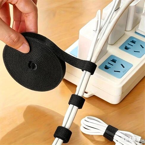 Self-Adhesive Multi-Use Cable Management Tape - PVC/Cord Holder Suitable for Electronics, Desk & Household - Cuttable Reusable Wire Organizer with Adhesive Backing (No Tools/Easy Splice) (Black) in Saudi Arabia
