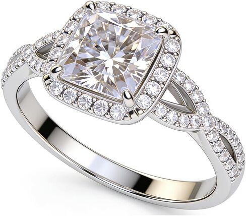 Princess Cut Cubic Zirconia Wedding Engagement Ring 925 Silver Plated Personalize Vintage Solitaire Crown Halo AAA CZ Side Baguette Infinity Ring for Women Jewelry Gift 7# in Saudi Arabia