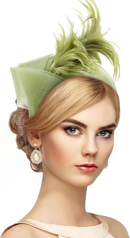 Mesh Fascinators Headband for Women, Elegant 2026 Feather High Tea Party Victoria Kentucky Hats for Derby Party in Saudi Arabia