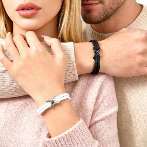 Hisatan Personalized Infinity Love Knot Bracelet for Couple - Relationship Braided Couple Promise Bracelets Set Gifts for Him Her, Forever Linked Together Valentine Day for Men Women in Saudi Arabia