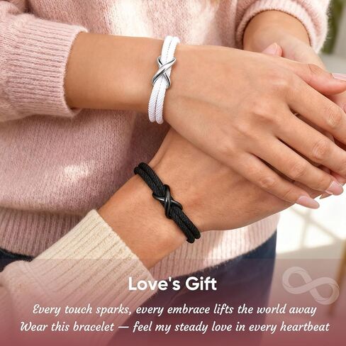 Hisatan Personalized Infinity Love Knot Bracelet for Couple - Relationship Braided Couple Promise Bracelets Set Gifts for Him Her, Forever Linked Together Valentine Day for Men Women in Saudi Arabia