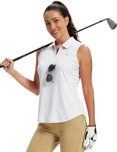 MoFiz Women's Sleeveless Golf Polo Shirt UPF 50+ 1/4 Zip Collared Tennis Tank Tops Quick-Dry Lightweight Athletic T-Shirt in Saudi Arabia