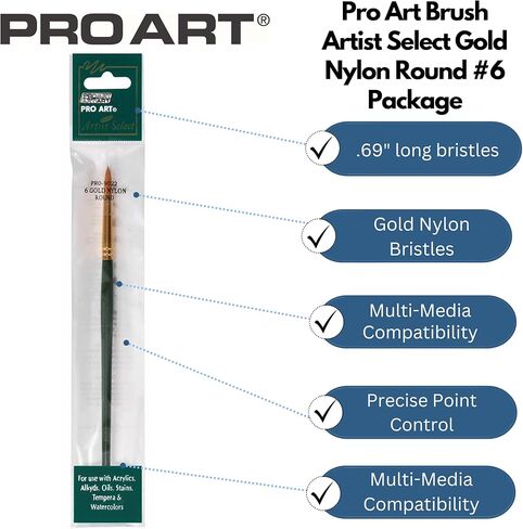 Pro Art Brush نايلون ذهبي مستدير #10/0, فرش الطلاء, مجموعة فرش طلاء أكريليك, فرش طلاء أكريليك, فرش صغيرة, فرشاة الرسم, فرش in Saudi Arabia