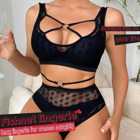 ملابس داخلية مثيرة للنساء من شبكة صيد السمك طقم ملابس نسائية شبكية شفافة ملابس داخلية مثيرة in Saudi Arabia