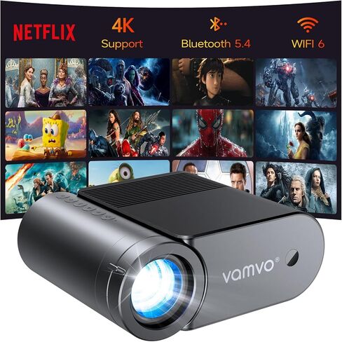 جهاز عرض صغير، جهاز عرض Vamvo المحمول يدعم 1080P 200 بوصة جهاز عرض أفلام صغير عالي الدقة، جهاز عرض خارجي بتصميم انسيابي أنيق، متوافق مع الهاتف/الكمبيوتر اللوحي/الكمبيوتر المحمول/جهاز التلفاز/PS4 إلخ. in Kuwait