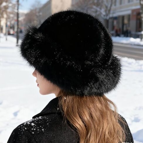 Women's Winter Bucket Plush Warm Hat, Fashionable Hats in Cold Weather Outdoor Activities in Saudi Arabia
